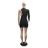 Daiiibabyyy  Sexy Dresses for Women Evening Night O Neck One Shoulder Diamond Transparent Mini Length Ladies Club Party Vestidos Mujer Cloth