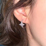 Daiiibabyyy  Shining Rhinestone Cross Star Hoop Earrings for Women Fashion Geometric Metal Circular Ear Buckle Earrings Y2K Jewelry Gifts