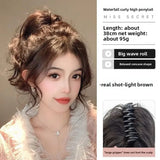 DAIIIBABYYY  -  High Top Ponytail Hair Extension Mermaid Curl Short Tail Clip on Fake Hair for Women Asian Fiber Tail Hair Extensions