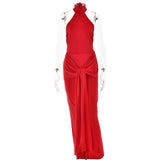 Daiiibabyyy  Women's Summer Dress Women's Tie Up Dress Solid Color Premium Open Back Tight Long Dress Beech Dress Party Dress