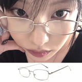Daiiibabyyy Small Square Alloy Frame Glasses Retro Reading Glasses Anti Blue Light Presbyopic Glasses Women Men Metal Clear Lens Eyeglasses