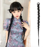 Daiiibabyyy  70cm Twist Braid Ponytail High Elastic Wig Women Hair Side Natural Wig Dreadlocks Black Hous Tail Hairpiece Hair Accessories