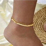 DAIIIBABYYY  -  Fashion Bohemian Style Round Pendant Tassel Anklet for Women Simple Elegant Ankle Jewelry Beach Party Accessories