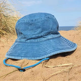 DAIIIBABYYY  -  Blue Cowboy Hiking Bucket Hats with String Men Denim Beach Sun Hat for Women Outdoor Couple Bob Panama Summer Fisherman Cap