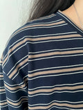 DAIIIBABYYY  -  American Loose Tops Contrast Color Stripes Long Sleeve T-shirt Y2k Women Clothing Harajuku Streetwear Tees Ropa De Mujer