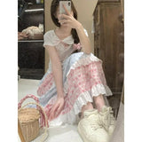 Daiiibabyyy  French Style Floral Print Sweet Lace High Waist Skirt Spring Summer Cake Sweet Girl Vintage Retro A Line Runay Ruffle Skirts