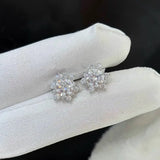Daiiibabyyy  Romantic Sparkling Zircon Snowflakes Stud Earrings for Women Girls Sweet Cute Elegant Earrings Daily Wearing Jewelry Accessories