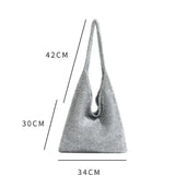 Daiiibabyyy Large Capacity Shiny Gold Thread Tote Bag Silver Soft Shoulder Bag for Women 2023 Foldable Female Underarm Handbags and Purse