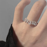 Daiiibabyyy  French Minimalist Zircon Crystal Tassel Clavicle Chain Bracelet Ring For Women Birthday Party Wedding Jewelry Gifts