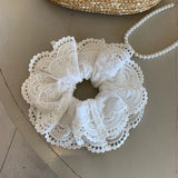 Daiiibabyyy  Gentle white lace hair band with wavy edge women's large intestine ring tied hair new high-end headband hair accessories