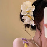 DAIIIBABYYY  -  1pc Egg Flower Fabric Flower Hair Clip for Women, Fashionable and Versatile Side Duckbill Clip, Exclusive Design Hair Accessory