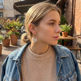 Daiiibabyyy  Fashion Metal C-Shaped Tassel Chain Earring for Women Silver Color Waterdrop Geometric Earrings Temperament Girl Jewelry