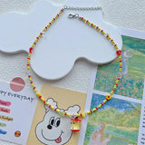DAIIIBABYYY  -  Summer Acrylic Apple Necklace Stylish Trendy Women's Fashion Jewelry Accessory