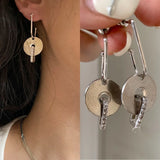 Daiiibabyyy  European and American Inlaid Rhinestone Round Pattern Pendant Drop Earring for Women  Niche High-end Girl Jewelry Wholesale