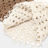 Daiiibabyyy  Casual Sweet Crochet Hollow Knitted Hat Beads Tassels Bohemian Style Knit Beanies Korean Handmade Weave Cap Outdoor