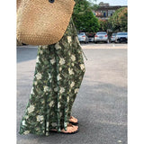 Daiiibabyyy  Summer Sweet Chiffon Floral Skirt Women Vintage Elegant High Waisted Skirt Beach Vacation Side Slit Midi Skirt New
