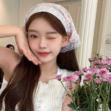 DAIIIBABYYY  -  Korean Ins Lace Hair Scarf Women Retro Triangle Hair Band Strap Hair Bag Headscarf Hat Travel Photo Headband Turban Accessorie