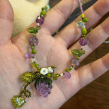 Daiiibabyyy  Summer Colored Beaded Grape Pendant Necklace for Women Hand Woven Aesthetic Jewelry
