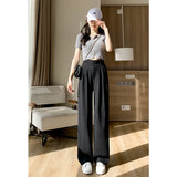DAIIIBABYYY  -  Elegant White Wide Leg Pants Women Fashion Streetwear Black Suit Pants Summer Korean High Waist Baggy Straight Trousers