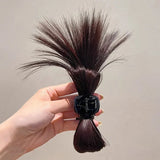 DAIIIBABYYY  -  Korean Fashion Women Hair Claw Lazy Feather Ponytail Claw Meatball Head Crab Clip Fake Hair Clamp High Ponytail Hair Accessories