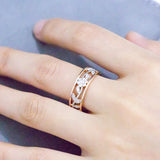 Daiiibabyyy New Fashion Two-Tone Flower Zircon Rings for Women Hollow Rose Gold Color Ring Party Jewellery Gifts
