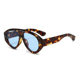 Daiiibabyyy  Fashion Retro Pilot Sunglasses for Women Leopard Blue Lens UV400 Shades Punk Trendy Frame Outdoor Sun Glasses for Men Women