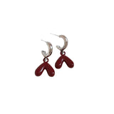 Daiiibabyyy  Vintage Red Drop Glaze Peach Heart Drop Earrings for Women Trendy Geometric Metal Earrings Christmas Creative Jewelry Gifts ﻿