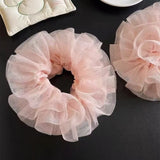 Every day brings warmth every year brings peace Korean style pink multi-layer mesh sweet ballet style fairy like lazy bun head