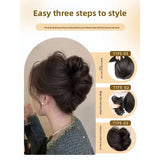 DAIIIBABYYY  -  Women's Fake Hair Bun Clip Fluffy Chicken Nest Flower Bud Ancient Chinese Style Padded Headwear Simulation Hair Hair Extension