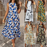 Daiiibabyyy High Quality Women Fashion Dress Spring Summer 2024 Hanging Neck Loose Sleeveless Holiday Dress Vestidos Vintage Dress Maxi Y2k