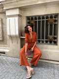Daiiibabyyy  Casual Solid Shirt Pants Suit Women Fashion Lapel Single Breasted Loose Shirt Wide Leg Drawstring Trouser Spring Female Set