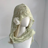 Daiiibabyyy  Spring New Girl's Hollow Lace Lolita Headcloth Photo Decoration Korean Ins Silk Scarf Versatile Skirt Kawaii Women's Accessories