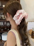 Daiiibabyyy  Cute Scrunchies Sweet Style Checkered Lace Four Layer Large Intestine Hair Band Hair Tie Bun Hairstyle Hair Band Hair Accessory