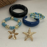 Daiiibabyyy  Fashion Bohemian Resin Acrylic Bangles Hip Hop Soft Clay Flower Beads Charm Bracelets For Women Men New Gift Jewelry