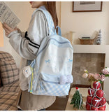 Daiiibabyyy  All Match High-capacity Backpack Women Students Travel Schoolbag Sweet Y2k Aesthetic Letter Print Dots Plaid Patchwork Backpacks