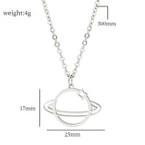 DAIIIBABYYY  -  Fashion Hollow Saturn Planet Pendant Necklace Star Universe Charm Metal Chain Silver Color Women Kpop Jewelry