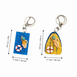Daiiibabyyy  Fashion Acrylic Pool Floating Board Keychain Alloy Blue Yellow Swimming Figure Pendant Creative Decorative Bag Charm Summer