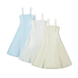 Daiiibabyyy  Sexy Solid color Slash Collar Corset Style Sling Dress Women Slim Waist A-Lined Swing Midi Long Dresses Summer Robe
