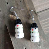 Daiiibabyyy  Winter 3D Ceramic Snowman Pendant Earrings Christmas Cute Fashion Jewelry Women and Girls Niche Gifts Earrings