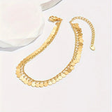 DAIIIBABYYY  -  Fashion Bohemian Style Round Pendant Tassel Anklet for Women Simple Elegant Ankle Jewelry Beach Party Accessories