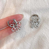 Daiiibabyyy  Fashion Silver Color Hollow Heart Drop Earrings for Women Exquisite Metal Geometric Circular Ear Buckle Earrings Jewelry Gifts