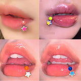 DAIIIBABYYY  -  1PC Colorful Star Lip Ring Lip piercing Acrylic Rainbow Star Stainless steel Body piercing Jewelry