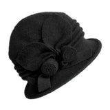 Daiiibabyyy  100% wool Hats Middle aged Women Fedora Hat Floral Wool Mom Hats For Winter And Autumn