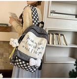 Daiiibabyyy  All Match High-capacity Backpack Women Students Travel Schoolbag Sweet Y2k Aesthetic Letter Print Dots Plaid Patchwork Backpacks