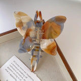 Daiiibabyyy  Vintage Acetate Butterfly Hair Claw for Women Fashion Large Marble Texture Butterfly Shark Crab Hair Clip Hair Accessories