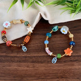 DAIIIBABYYY  -  Natural Stone Bead Blessing Hang Tag Bracelet Chinese Retro Design Light Luxury Exquisite Chinese Style Women Jewelry Gifts