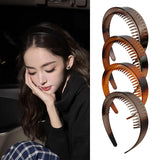 Daiiibabyyy  Leopard Print Wide Tooth Hair Headband Teeth for Women Non Slip Resin Hair Hoop Styling Hair Accessories for Thick Thin Hair