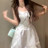 DAIIIBABYYY  -  White French Chiffon Splicing Lace Strap Dress For Women New Style Fashion Slim Fit Waistline Sling A-line Dresses Summer Autumn