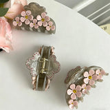 Daiiibabyyy  7.2cm Pink Flower Acetate Hair Claw Clip Rhinestone Butterfly Hair Clip for Women Girls Y2K Fashion Hair Accessories
