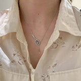 Daiiibabyyy  Fashion Silver Color Badminton Racket Pendant Necklaces for Women Luxury Metal Zircon Round Bead Clavicle Chain Necklace Jewelry